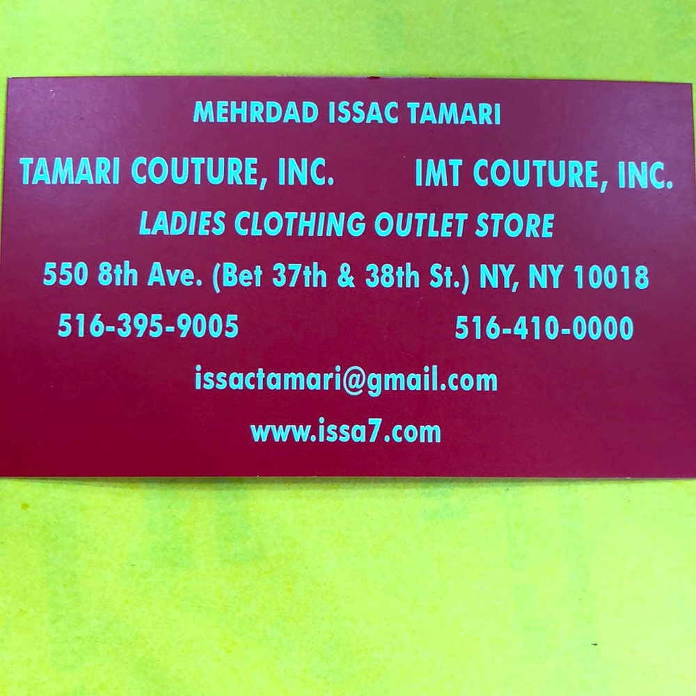 IMT COUTURE! 550 8th Avenue. Between 37th and 39th street NY 10018